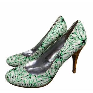 Jessica Simpson JP Oscar Green Multi Fabric Cork Heel Pump Size 9